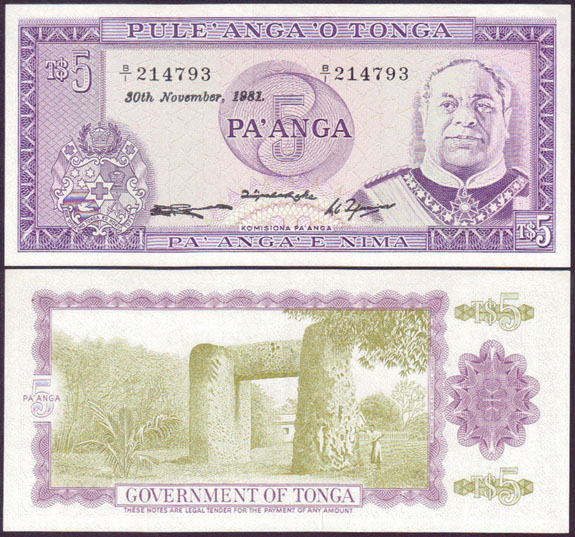 1981 Tonga 5 Pa'anga (Unc) L000758